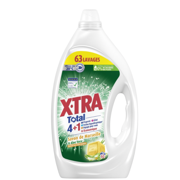 X-TRA Total 4+1 Savon de Marseille Lessive liquide (63 lavages)