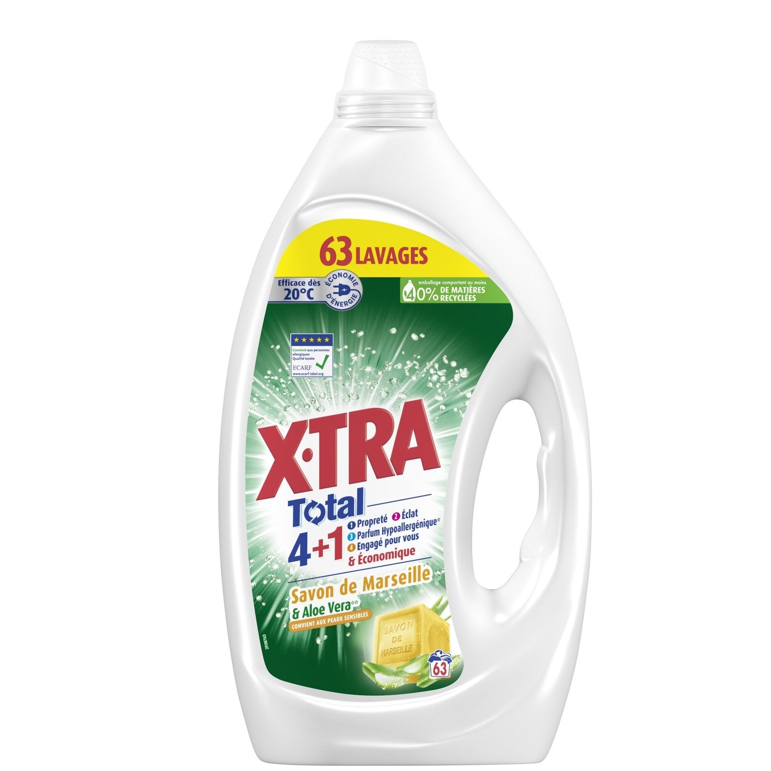 X-TRA Total 4+1 Savon de Marseille Lessive liquide (63 lavages)