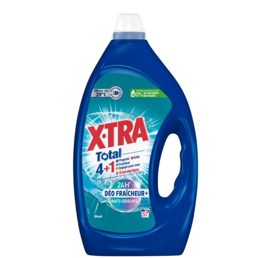 X-TRA Total 4+1 Déo Fraîcheur Lessive liquide (57 lavages)