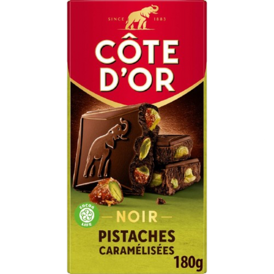 CÔTE D’OR Noir pistaches caramélisées 180g