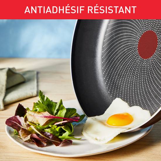 Tefal Batterie de Cuisine Ingenio Simply Cook Set 9 Pièces Induction avec Poignée Amovible 3 Poêles 1 Casserole 1 Couvercle Hermétique 2 Ustensiles Fabriqué en France